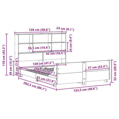vidaXL Massivholzbett ohne Matratze Wachsbraun 120x200 cm Kiefernholz