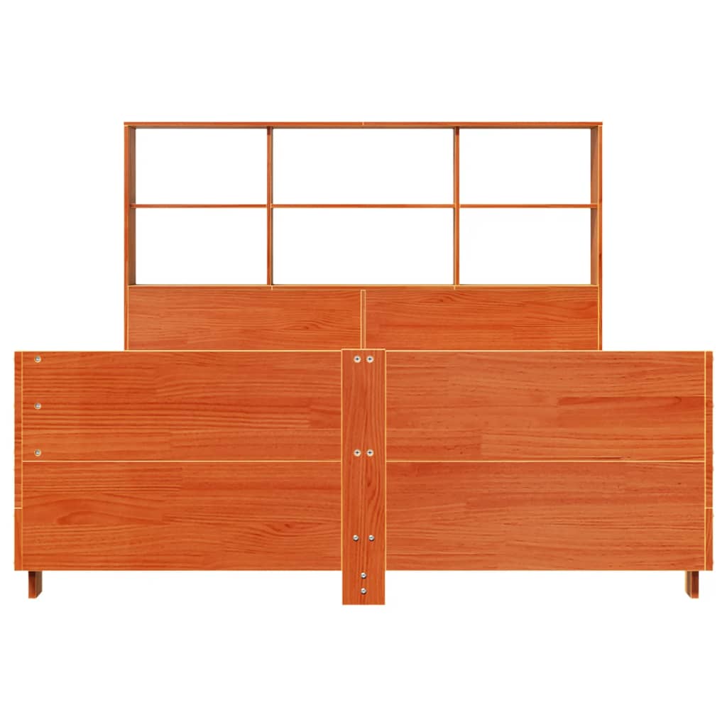 vidaXL Massivholzbett ohne Matratze Wachsbraun 120x200 cm Kiefernholz