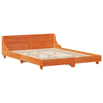 vidaXL Massivholzbett ohne Matratze Wachsbraun 120x200 cm Kiefernholz