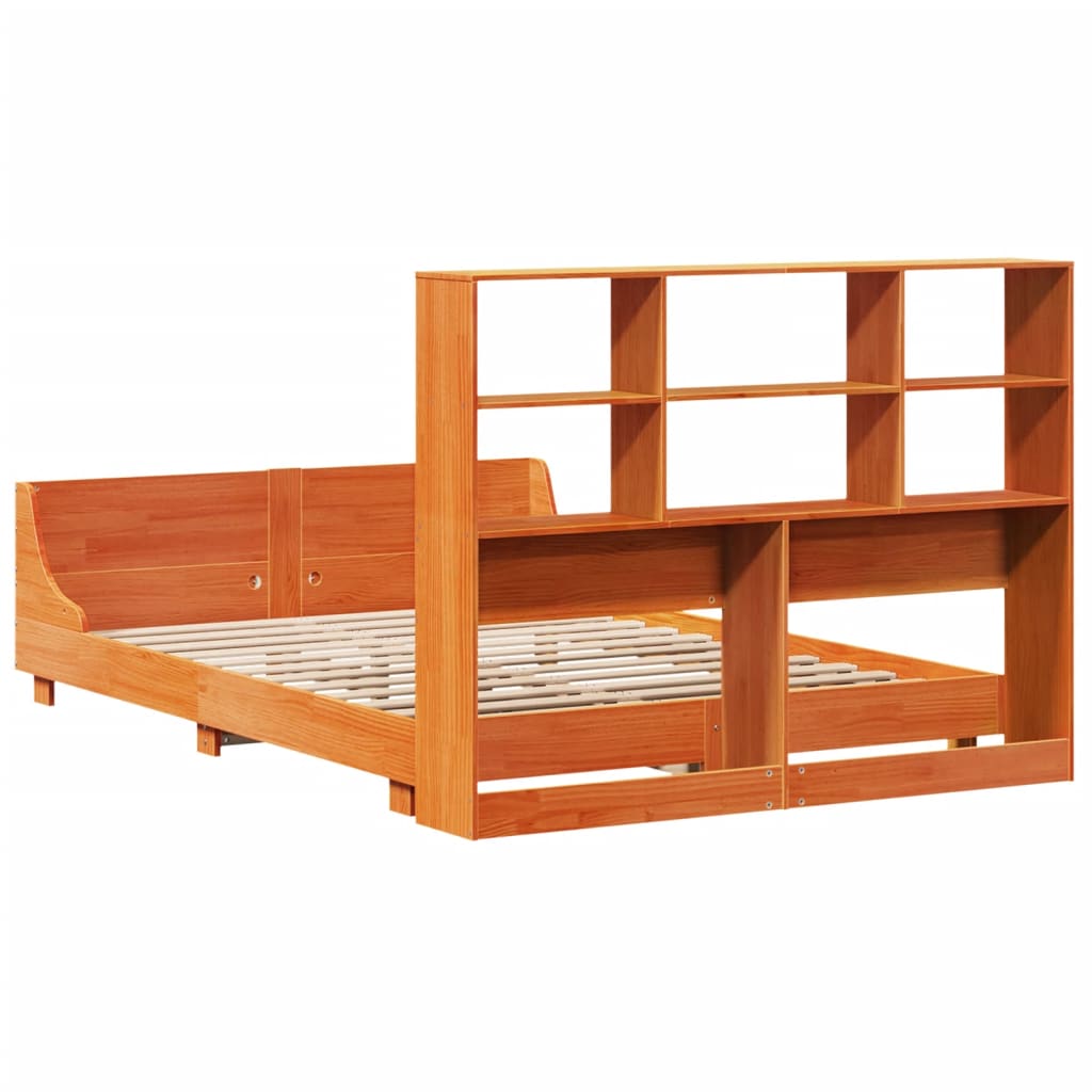 vidaXL Massivholzbett ohne Matratze Wachsbraun 120x200 cm Kiefernholz