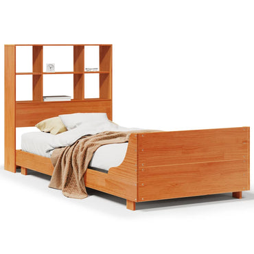vidaXL Massivholzbett ohne Matratze Wachsbraun 100x200 Kiefernholz