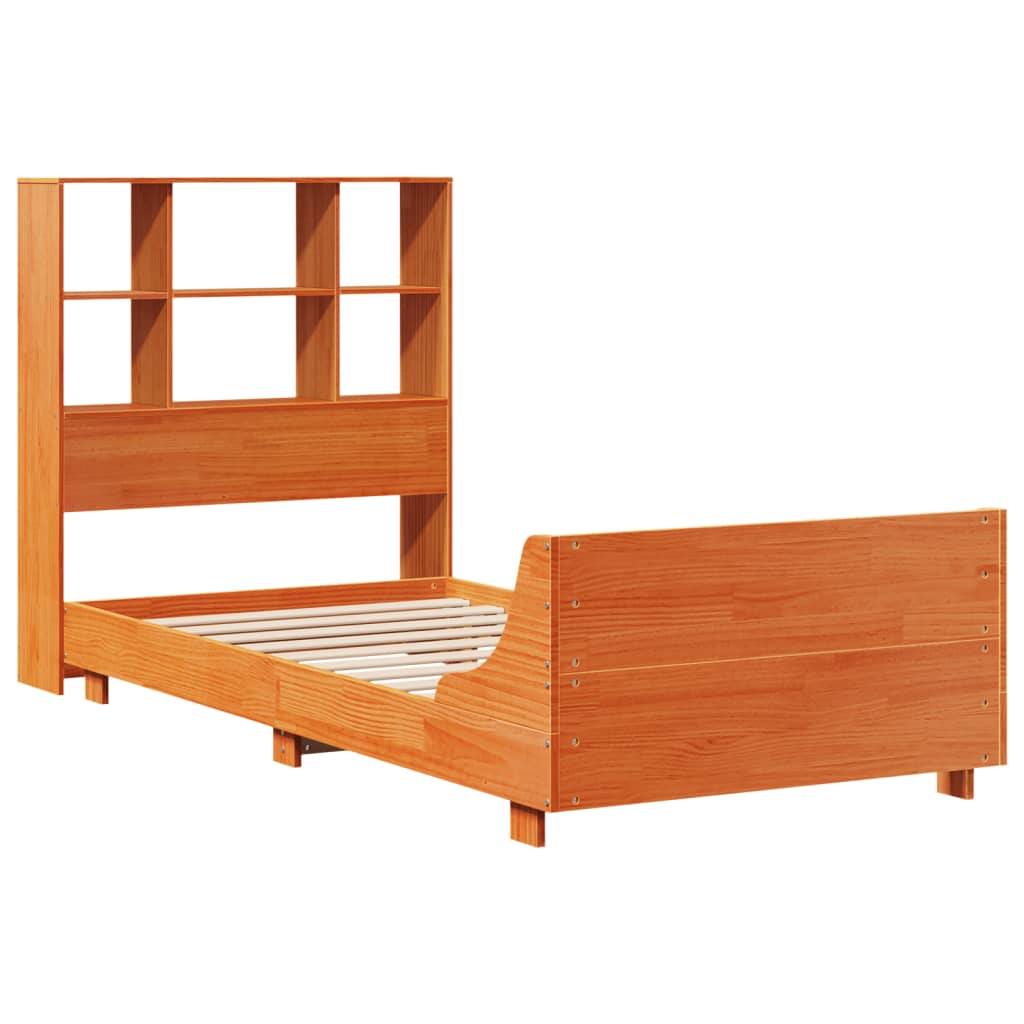 vidaXL Massivholzbett ohne Matratze Wachsbraun 100x200 Kiefernholz