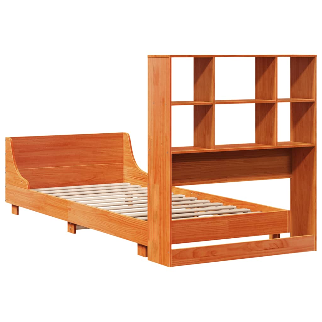 vidaXL Massivholzbett ohne Matratze Wachsbraun 100x200 Kiefernholz