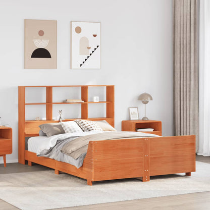 vidaXL Massivholzbett ohne Matratze Wachsbraun 120x190 cm Kiefernholz