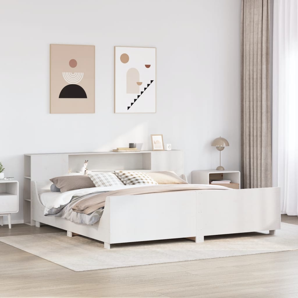 vidaXL Massivholzbett ohne Matratze Weiß 200x200 cm Kiefernholz