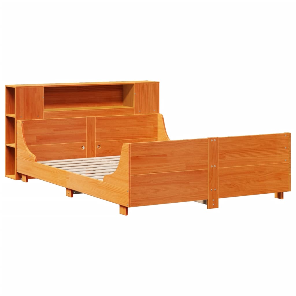 vidaXL Massivholzbett ohne Matratze Wachsbraun 150x200 cm Kiefernholz