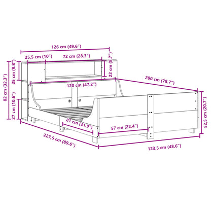 vidaXL Lit en bois massif sans matelas 120x200 cm pin