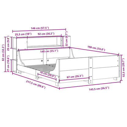 vidaXL Massivholzbett ohne Matratze 140x190 cm Kiefernholz