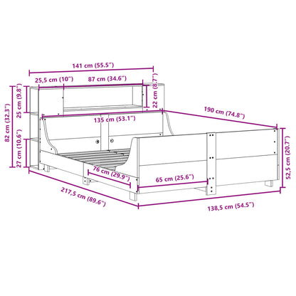 vidaXL Massivholzbett ohne Matratze Weiß 135x190 cm Kiefernholz
