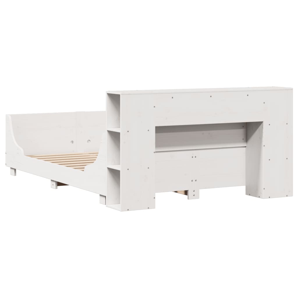 vidaXL Massivholzbett ohne Matratze Weiß 135x190 cm Kiefernholz