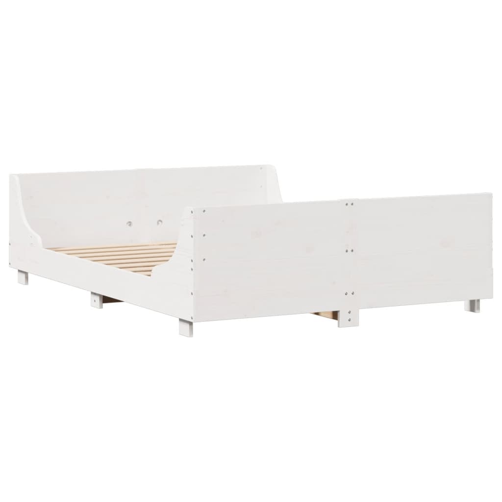 vidaXL Massivholzbett ohne Matratze Weiß 120x190 cm Kiefernholz