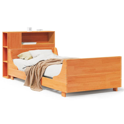 vidaXL Massivholzbett ohne Matratze Wachsbraun 75x190 cm Kiefernholz