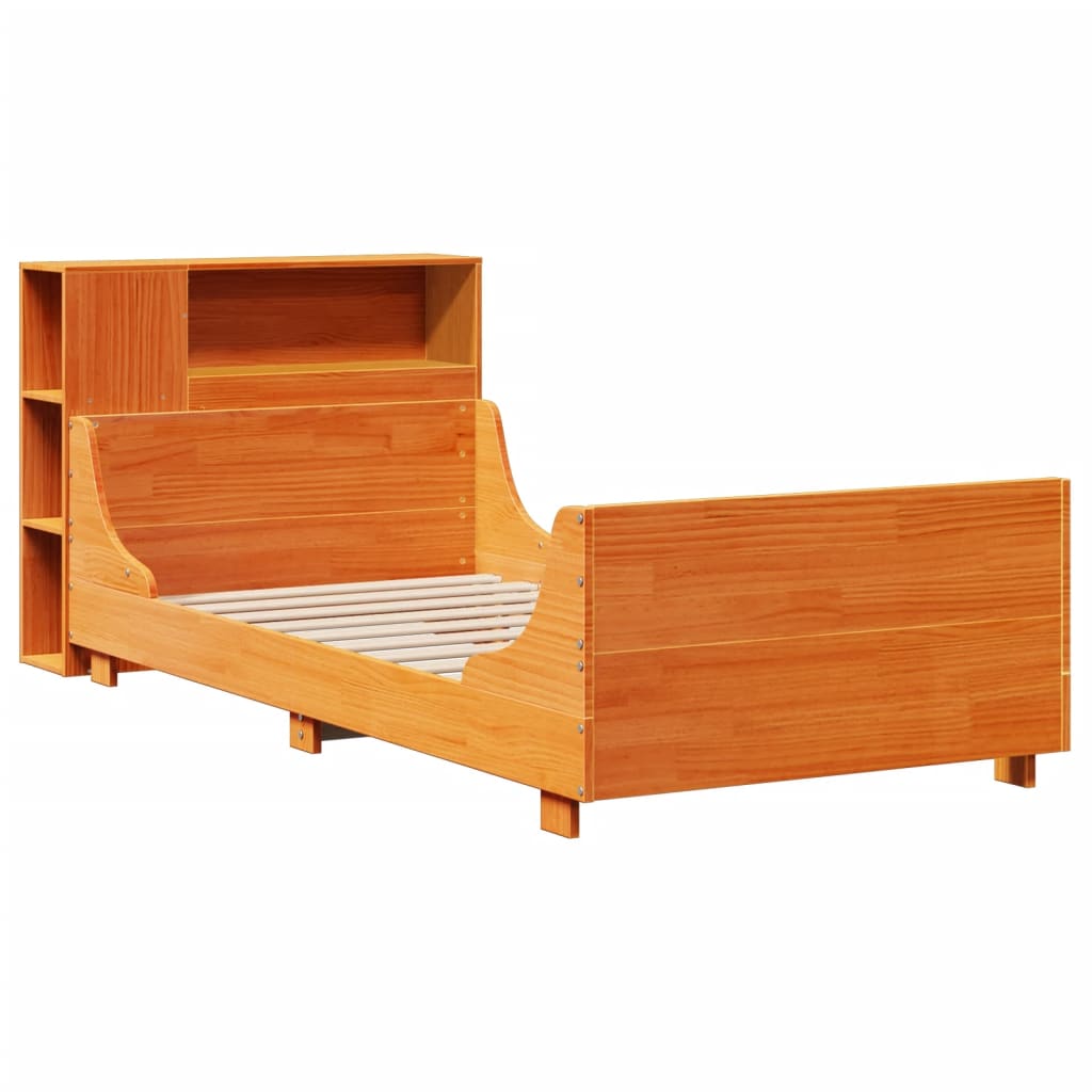 vidaXL Massivholzbett ohne Matratze Wachsbraun 75x190 cm Kiefernholz