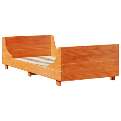 vidaXL Massivholzbett ohne Matratze Wachsbraun 75x190 cm Kiefernholz