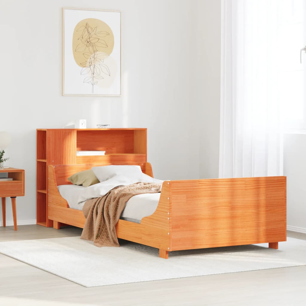 vidaXL Massivholzbett ohne Matratze Wachsbraun 75x190 cm Kiefernholz