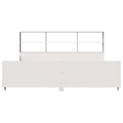 vidaXL Massivholzbett mit Regal ohne Matratze Weiß 180x200 cm