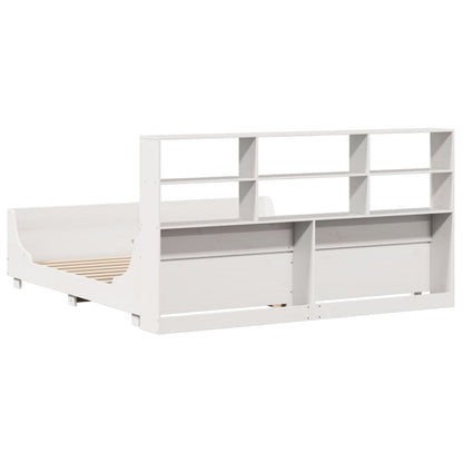 vidaXL Massivholzbett mit Regal ohne Matratze Weiß 180x200 cm