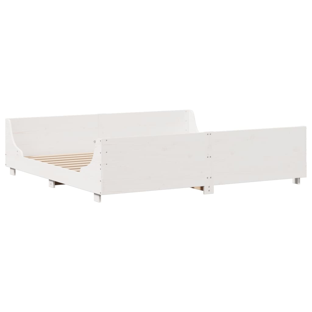 vidaXL Massivholzbett mit Regal ohne Matratze Weiß 180x200 cm