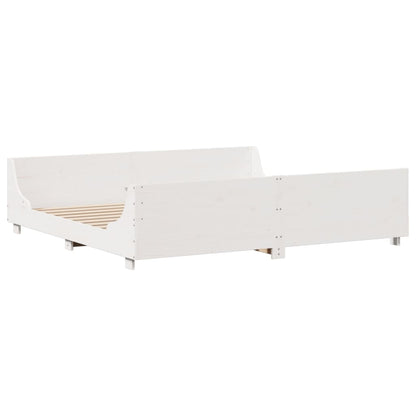 vidaXL Massivholzbett mit Regal ohne Matratze Weiß 180x200 cm