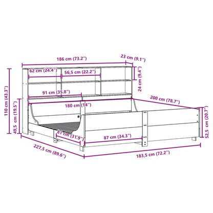 vidaXL Massivholzbett ohne Matratze Wachsbraun 180x200 cm Massivholz