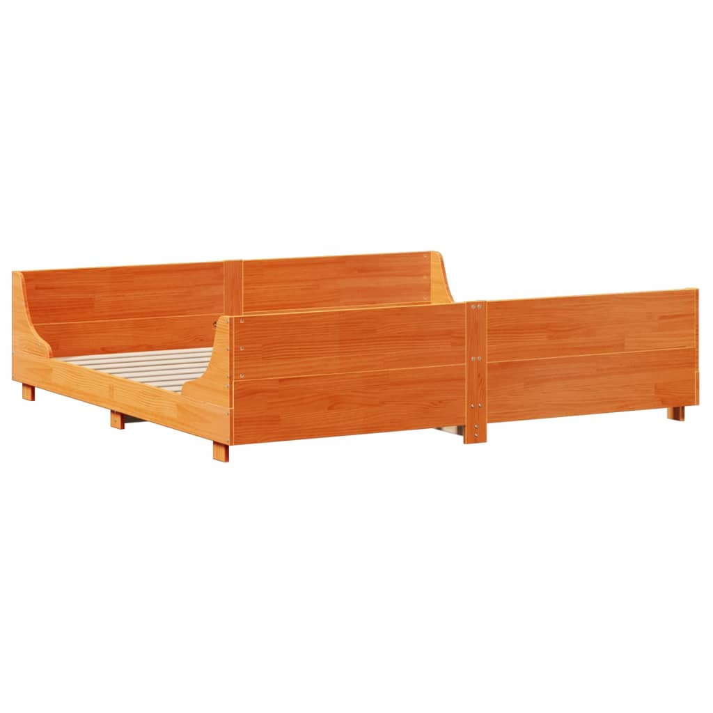 vidaXL Massivholzbett ohne Matratze Wachsbraun 180x200 cm Massivholz