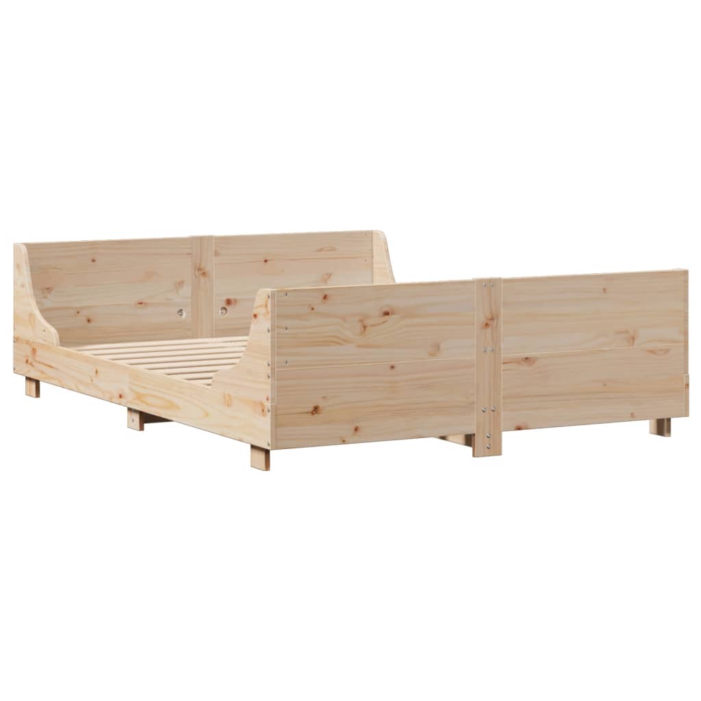 vidaXL Massivholzbett mit Regal ohne Matratze 160x200 cm Massivholz