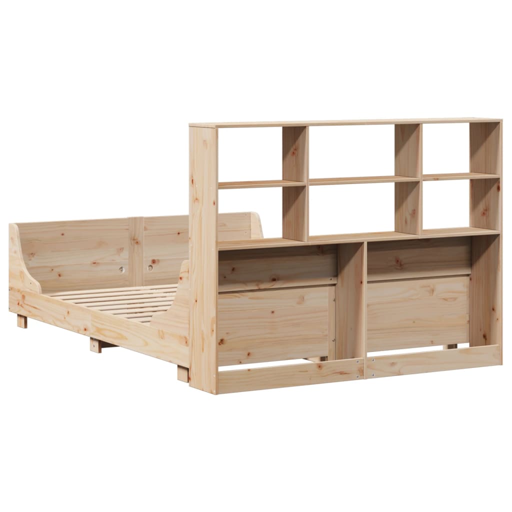 vidaXL Massivholzbett mit Regal ohne Matratze 160x200 cm Massivholz