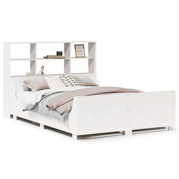 vidaXL Massivholzbett mit Regal ohne Matratze Weiß 160x200 cm