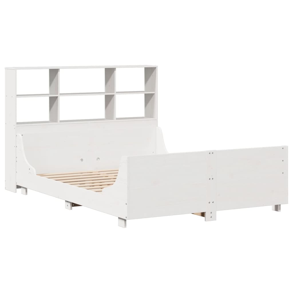 vidaXL Massivholzbett mit Regal ohne Matratze Weiß 160x200 cm