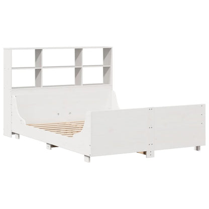 vidaXL Massivholzbett mit Regal ohne Matratze Weiß 160x200 cm