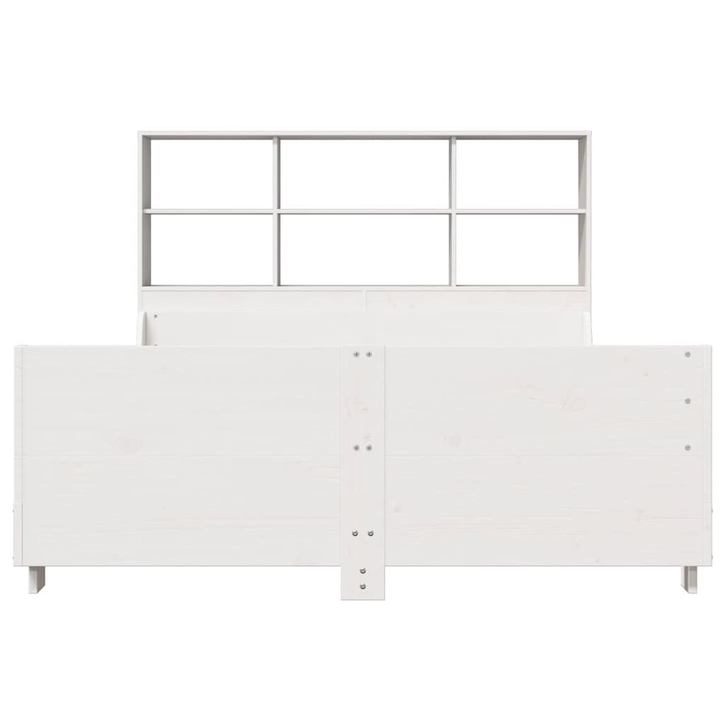 vidaXL Massivholzbett mit Regal ohne Matratze Weiß 160x200 cm
