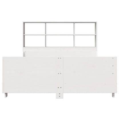 vidaXL Massivholzbett mit Regal ohne Matratze Weiß 160x200 cm