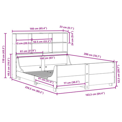 vidaXL Massivholzbett ohne Matratze Wachsbraun 160x200 cm Massivholz
