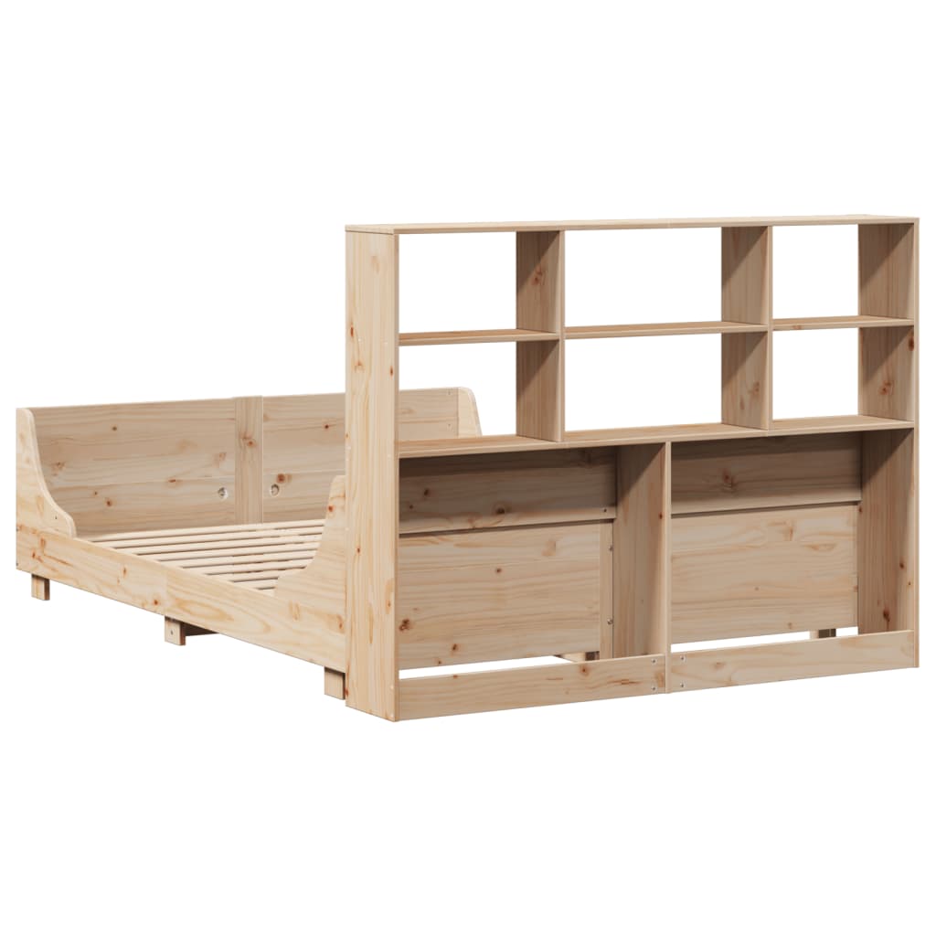 vidaXL Massivholzbett mit Regal ohne Matratze 150x200 cm Massivholz