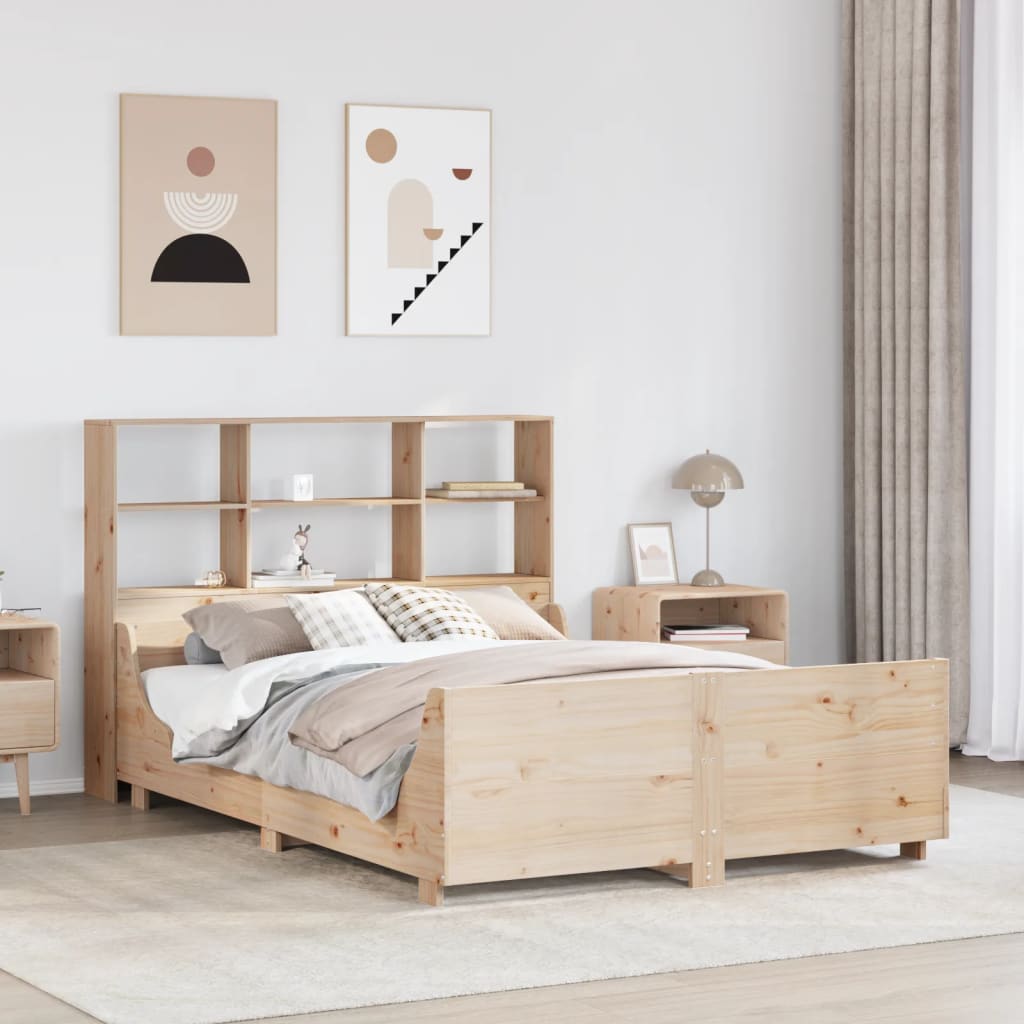 vidaXL Massivholzbett mit Regal ohne Matratze 150x200 cm Massivholz