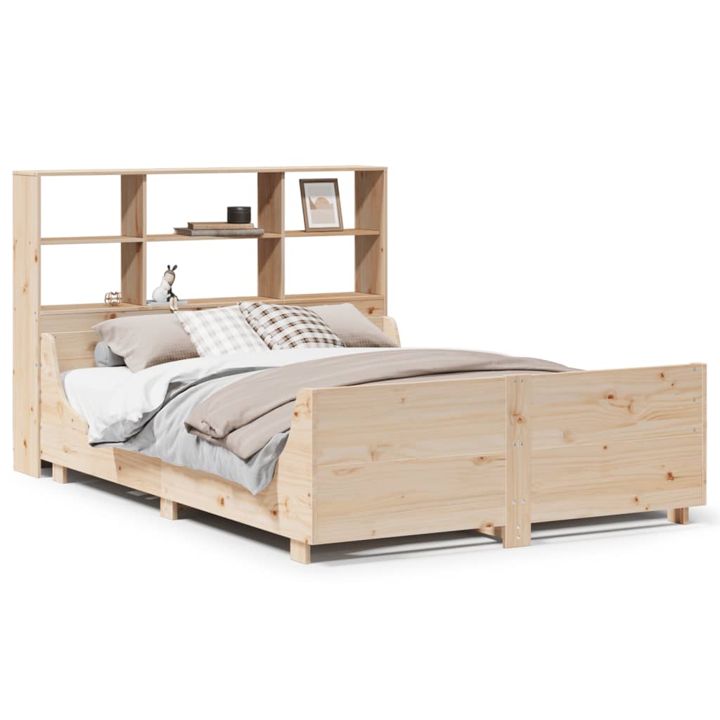 vidaXL Massivholzbett mit Regal ohne Matratze 140x200 cm