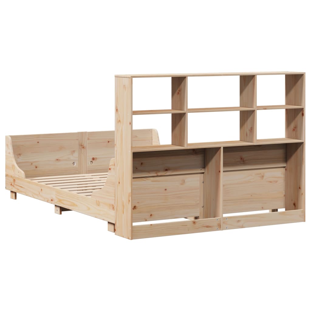 vidaXL Massivholzbett mit Regal ohne Matratze 140x200 cm