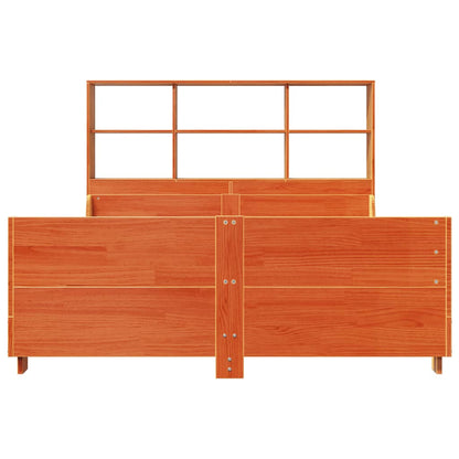 vidaXL Massivholzbett mit Regal ohne Matratze Wachsbraun 140x200 cm