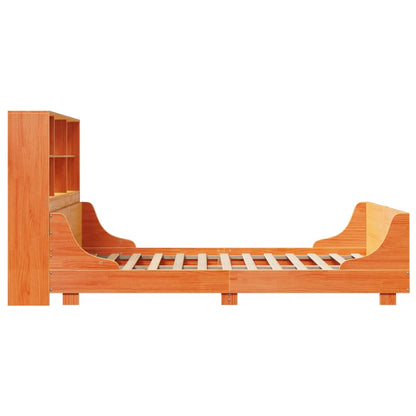 vidaXL Massivholzbett mit Regal ohne Matratze Wachsbraun 140x200 cm