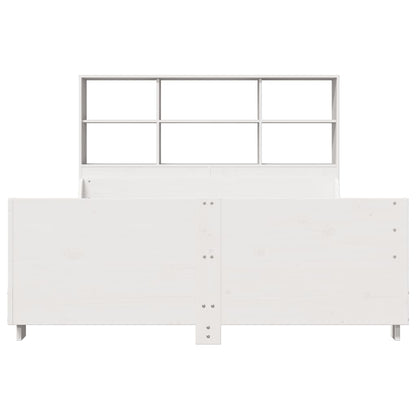 vidaXL Massivholzbett mit Regal ohne Matratze Weiß 120x200 cm