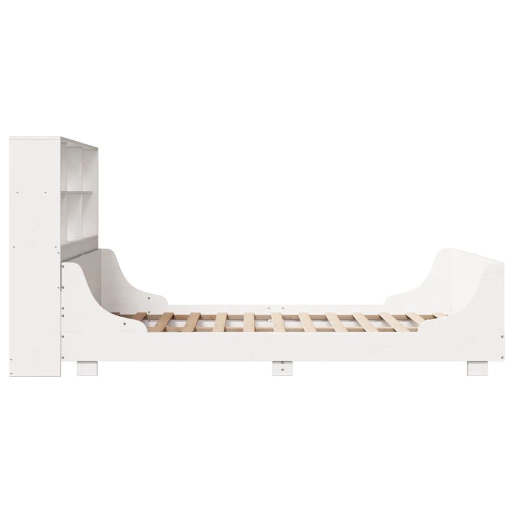 vidaXL Massivholzbett mit Regal ohne Matratze Weiß 120x200 cm