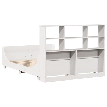 vidaXL Massivholzbett mit Regal ohne Matratze Weiß 120x200 cm