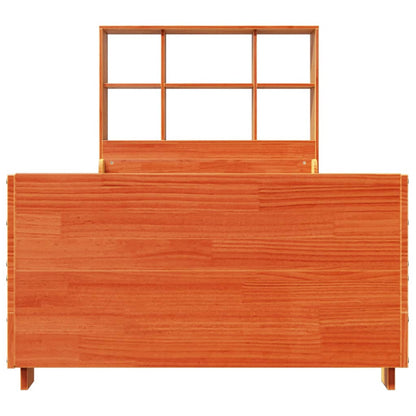 vidaXL Massivholzbett mit Regal ohne Matratze Wachsbraun 100x200 cm