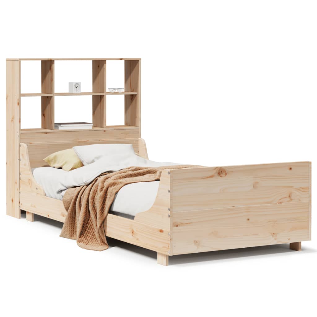vidaXL Massivholzbett mit Regal ohne Matratze 90x200 cm Massivholz