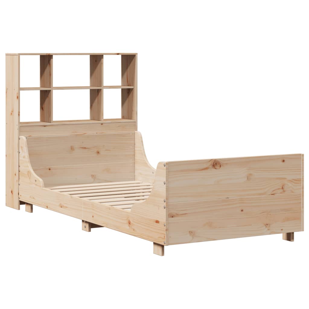 vidaXL Massivholzbett mit Regal ohne Matratze 90x200 cm Massivholz