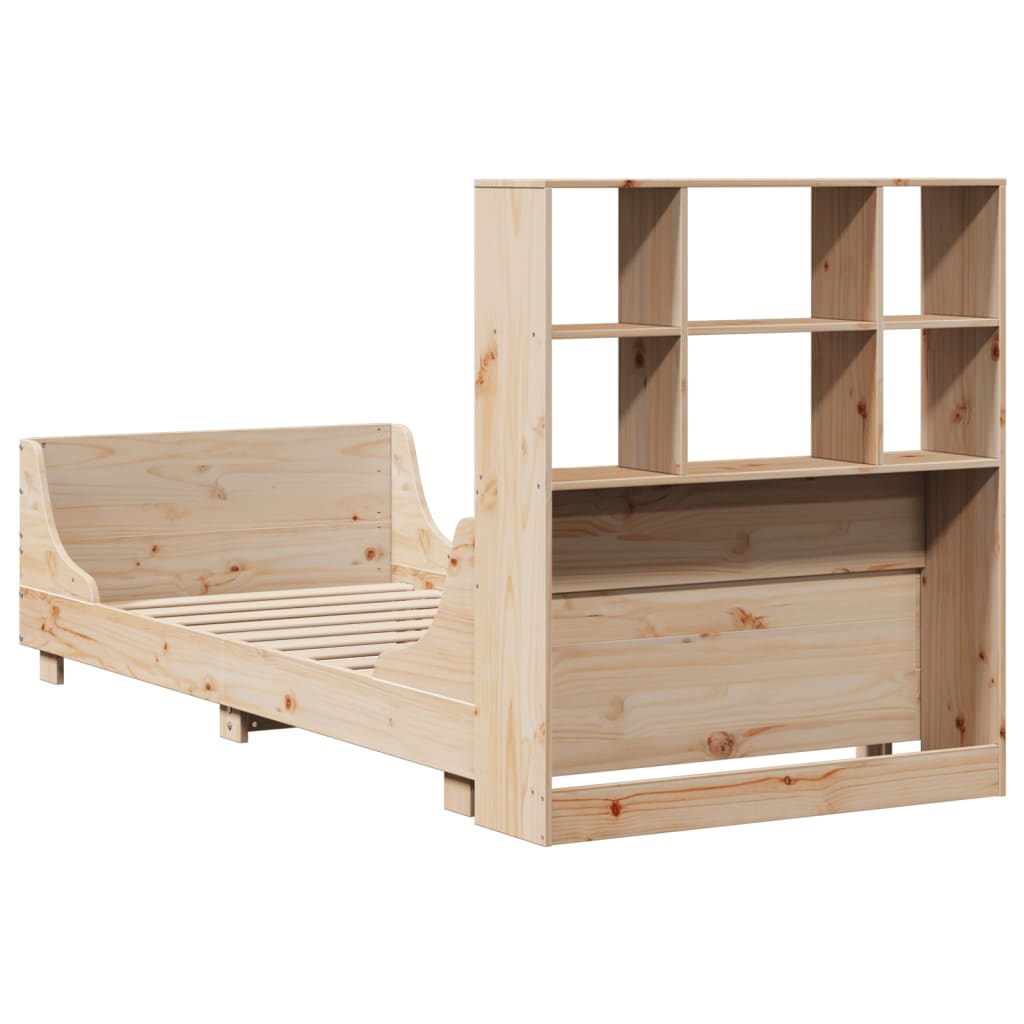 vidaXL Massivholzbett mit Regal ohne Matratze 90x200 cm Massivholz