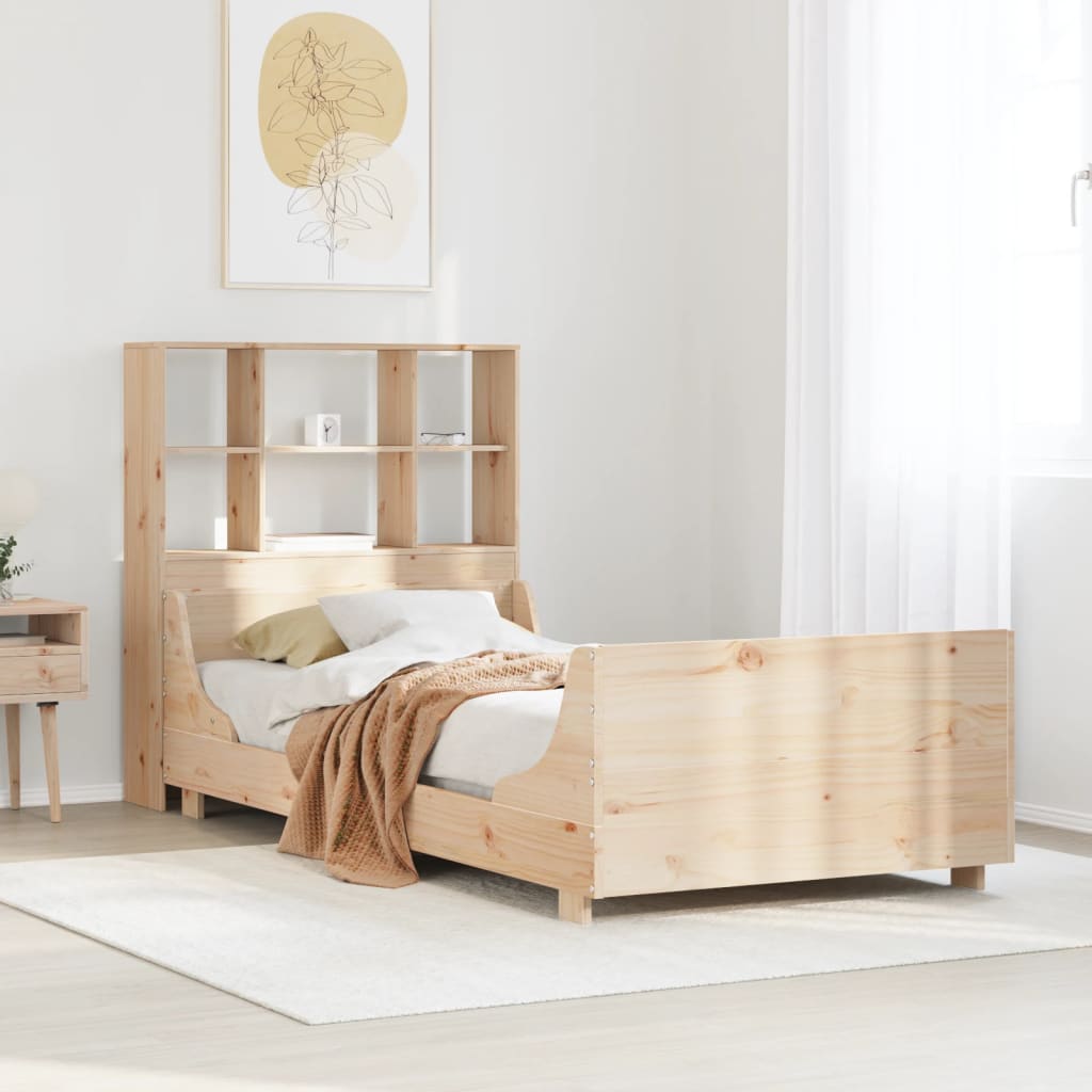 vidaXL Massivholzbett mit Regal ohne Matratze 90x200 cm Massivholz