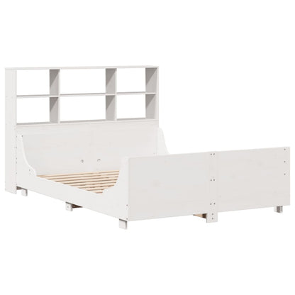 vidaXL Massivholzbett mit Regal ohne Matratze Weiß 140x190 cm
