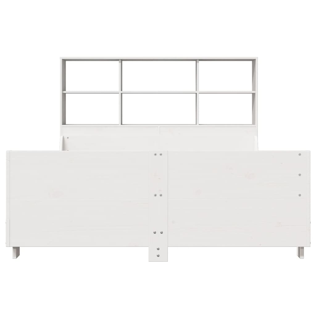 vidaXL Massivholzbett mit Regal ohne Matratze Weiß 140x190 cm