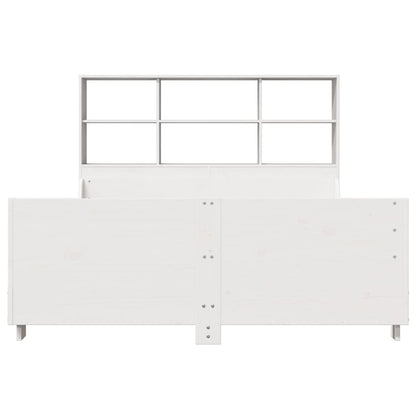 vidaXL Massivholzbett mit Regal ohne Matratze Weiß 140x190 cm